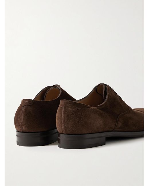 John Lobb Brown City Ii Cap-Toe Suede Oxford Shoes for men