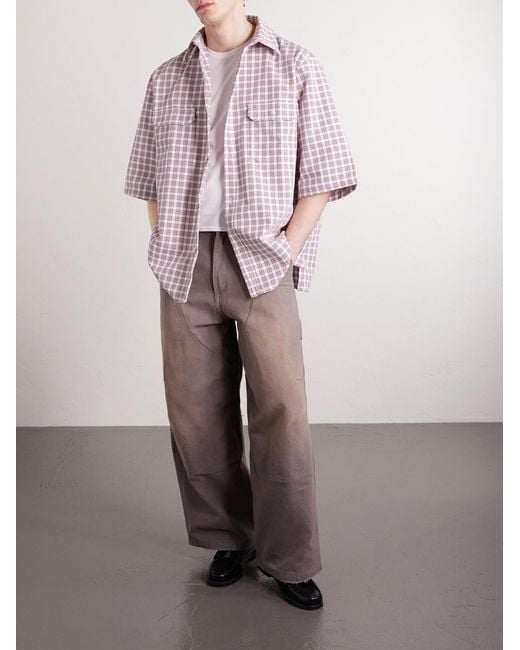 Willy Chavarria Pink Ss Corcoran Checked Woven Shirt for men