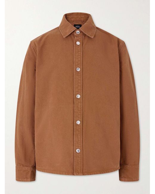 Cotton Overshirt di A.P.C. in Brown da Uomo