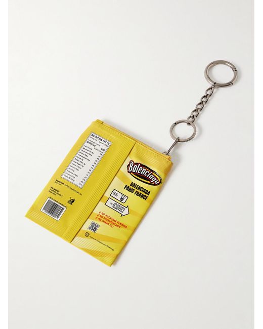 Balenciaga Yellow Chips Printed Leather Pouch for men