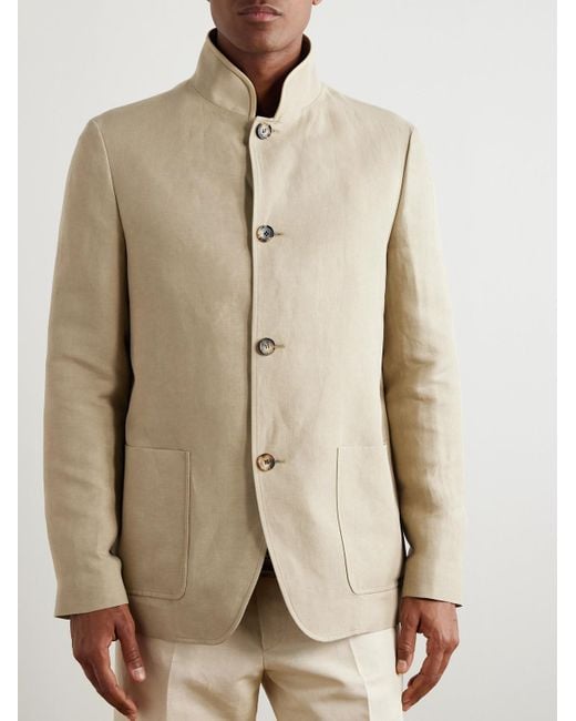 Loro Piana Natural Spagna Unstructured Nehru-Collar Linen And Silk-Blend Twill Jacket for men