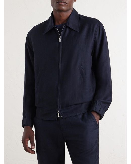 Frescobol Carioca Blue Tomas Cotton And Linen-blend Blouson Jacket for men