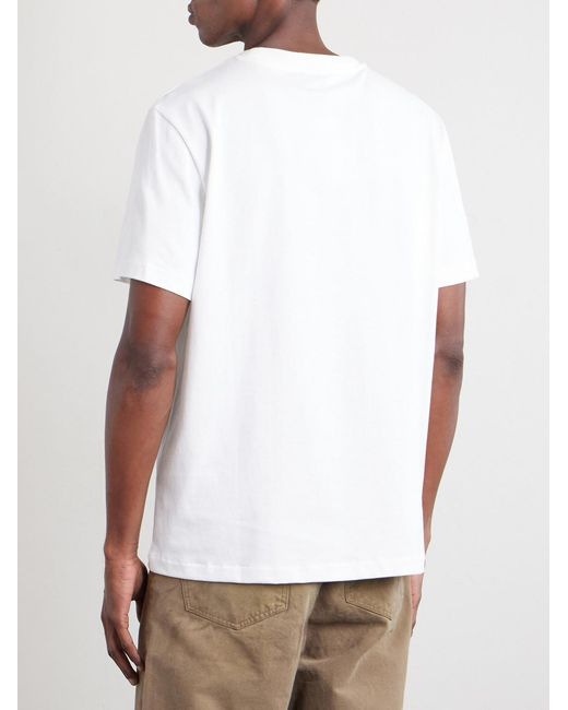 A.P.C. White Logo-embroidered Cotton-jersey T-shirt for men