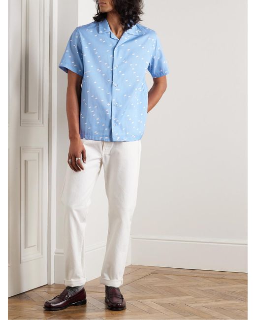 Saturdays NYC Blue Canty Camp-collar Cotton And Tm Lyocell-blend Twill Shirt for men