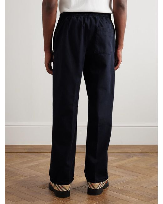 Burberry Blue Straight-Leg Cotton-Twill Trousers for men