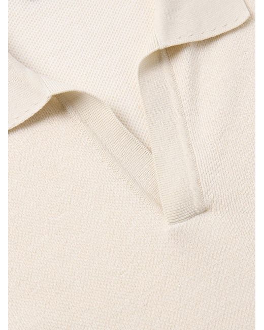 Thom Sweeney Natural Birdseye Cotton And Linen-blend Polo Shirt for men