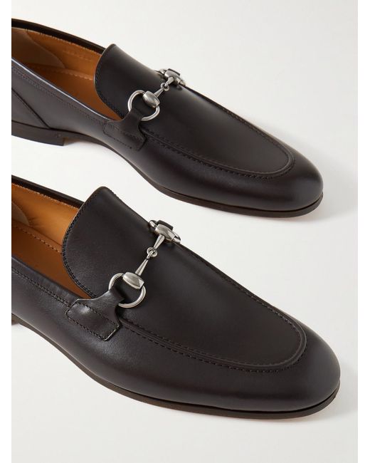 Gucci Black Jordaan Horsebit-Embellished Leather Loafers for men