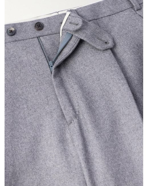 Saman Amel Gray Wide-leg Pleated Wool-flannel Suit Trousers for men