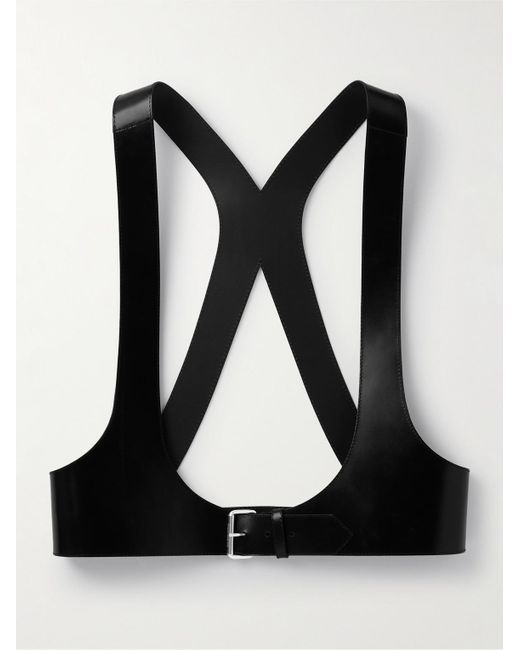Cintura harness in pelle lucida di Alexander McQueen in Black da Uomo