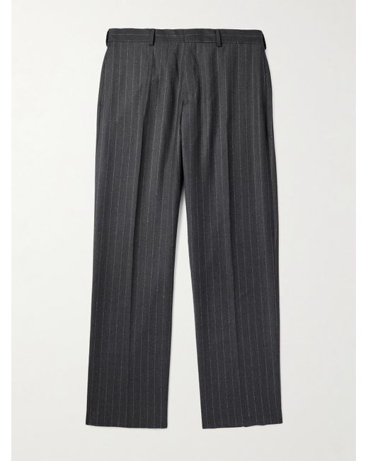 Paul Smith Gray Straight-leg Pinstriped Wool Trousers for men
