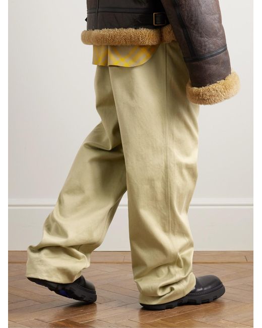 Burberry Natural Wide-Leg Cotton-Twill Trousers for men