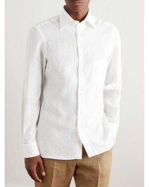 Rubinacci Hemd aus Leinen in White für Herren