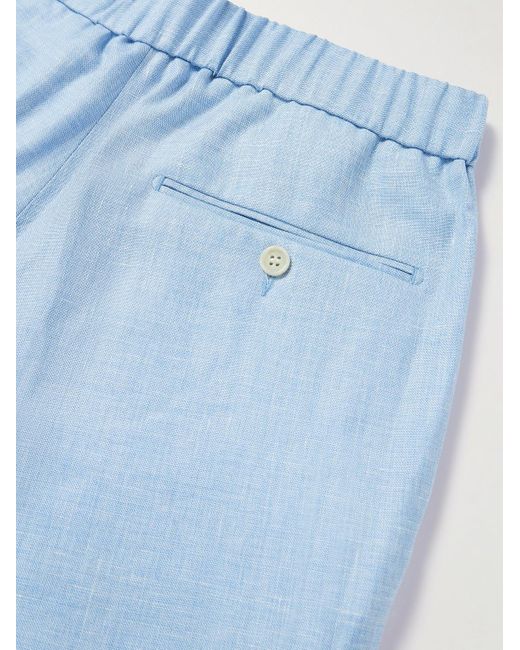 Mr P. Blue Tapered Pleated Virgin Wool for men