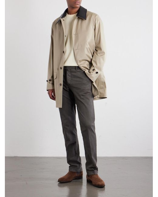 Kiton Gray Straight-Leg Lyocell-Blend Trousers for men