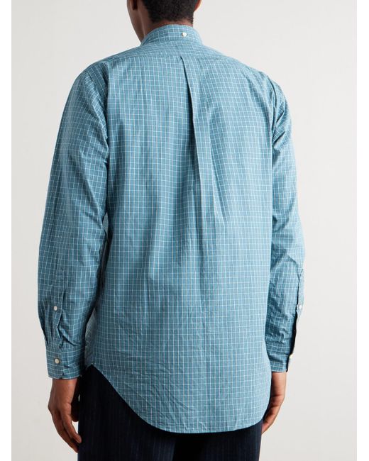 Sid Mashburn Blue Button-Down Collar Checked Cotton-Poplin Shirt for men