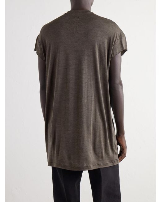Rick Owens Gray Jumbo Wool And Silk-Blend Jersey T-Shirt for men