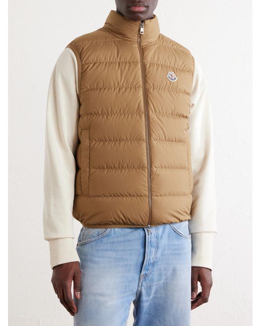 Moncler Natural Logo-Appliquéd Quilted Shell Down Gilet for men