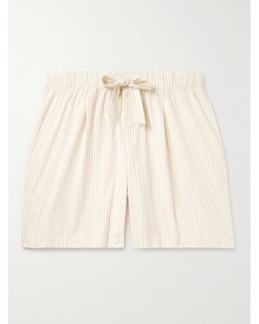 Tekla Natural Birkenstock Straight-leg Pleated Striped Organic Cotton-poplin Pyjama Shorts for men