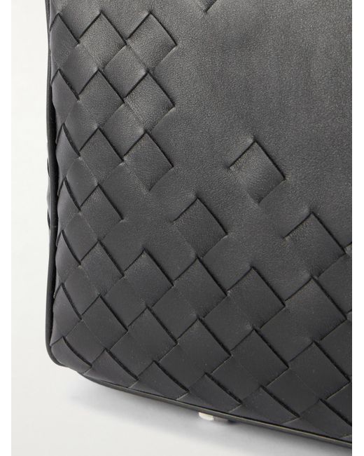Bottega Veneta Black Intrecciato Leather Weekend Bag for men