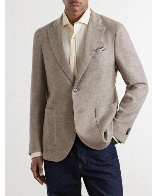 Slowear Natural Cotton, Wool And Cashmere- Blend Jacquard Blazer for men