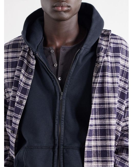 A.PRESSE Blue Vintage Cotton-jersey Zip-up Hoodie for men