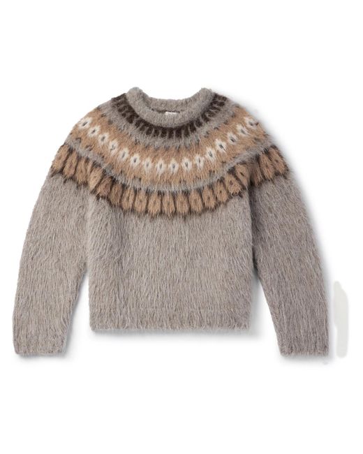 Céline Brown Fair Isle Brushed Alpaca Wool-Blend Sweater for men