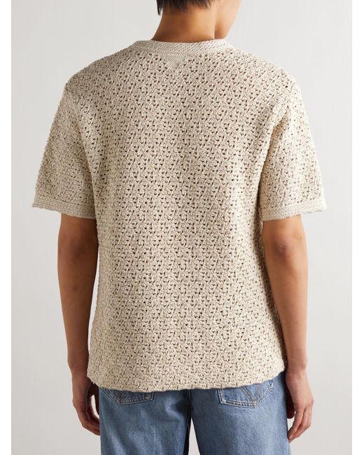 T-shirt in cotone crochet di Bottega Veneta in Natural da Uomo