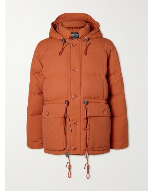 FRIZMWORKS Orange Karakoram Quilted Cotton-Blend Hooded Down Jacket for men