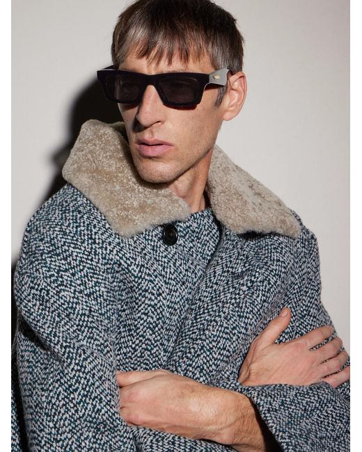 Bottega Veneta Black New Entry Square-Frame Recycled-Acetate Sunglasses for men