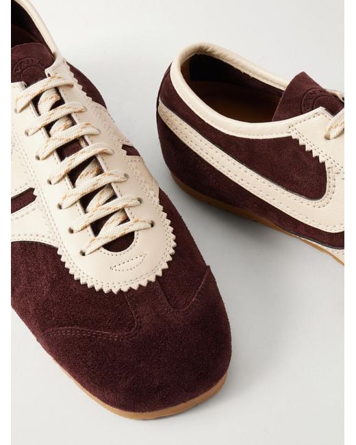 Dries Van Noten Brown Leather-Trimmed Suede Sneakers for men