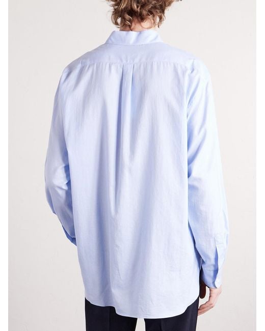 Ssstein Blue Cotton And Silk-Blend Shirt for men