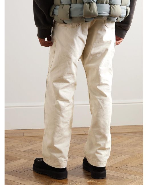 Kapital Natural Lumber Tapered Embroidered Cotton-Canvas Cargo Trousers for men