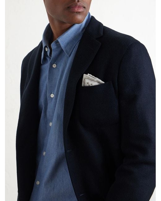 Slowear Blue Wool-Blend Jersey Blazer for men