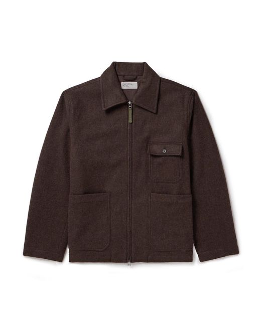 Universal Works Brown Melton Wool-blend Jacket for men