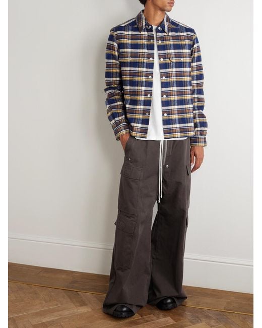 Rick Owens Brown Drkshdw Wide-Leg Cotton Drawstring Cargo Trousers for men