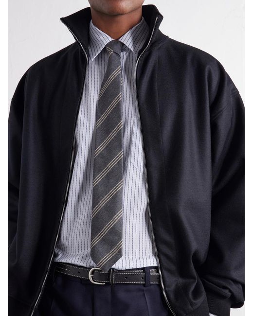 mfpen White Distant Striped Cotton-Poplin Shirt for men