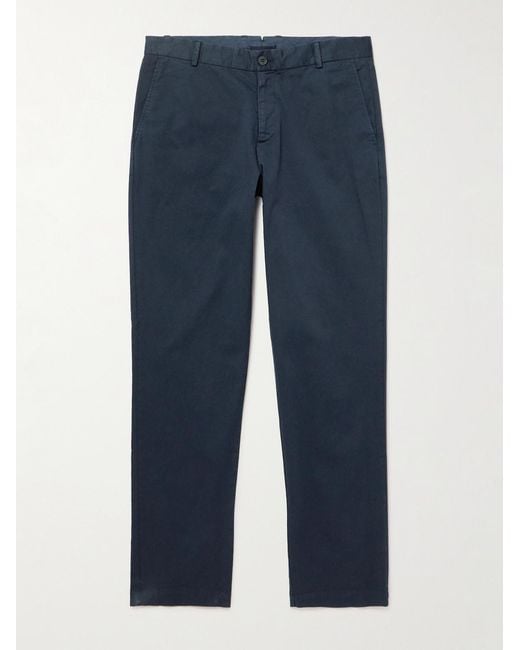 Sunspel Blue Straight-Leg Cotton-Blend Twill Chinos for men
