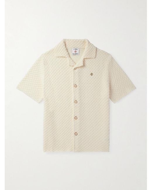 Casablanca Hemd aus strukturiertem Strick aus einer Baumwollmischung mit Reverskragen und Logostickerei in Natural für Herren