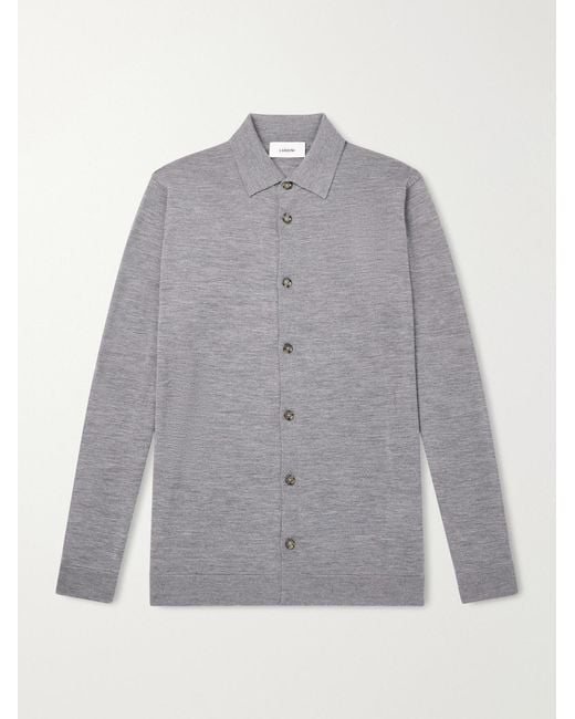 Lardini Gray Virgin Wool Polo Shirt for men