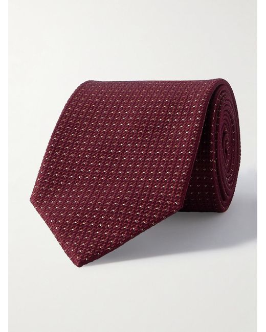 Brioni Red 8cm Metallic Silk-blend Jacquard Tie for men