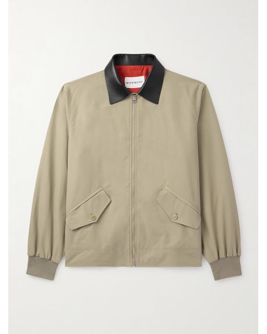 Givenchy Harrington-Jacke aus einer Baumwollmischung mit Lederbesatz in Natural für Herren