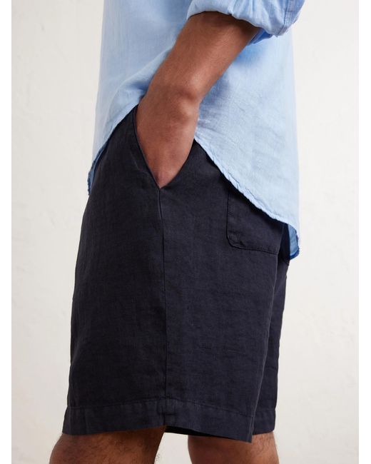 Altea Blue Samuel Straight-leg Linen Drawstring Shorts for men