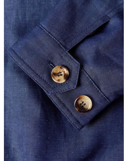 Brunello Cucinelli Bomberjacke aus einer Woll-Leinenmischung in Blue für Herren