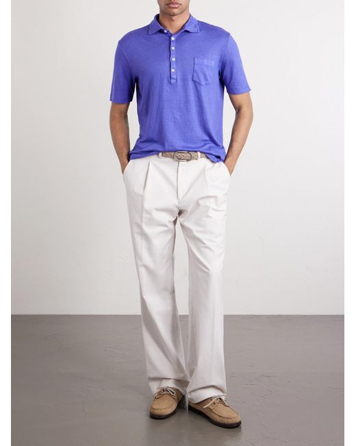 Massimo Alba Blue Wembley Cotton And Cashmere-blend Piqué Polo Shirt for men