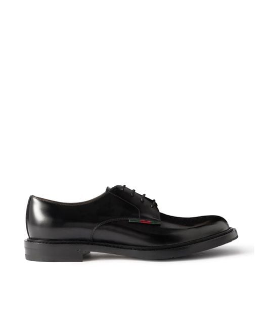 Gucci Black Leather Derby Shoes for men