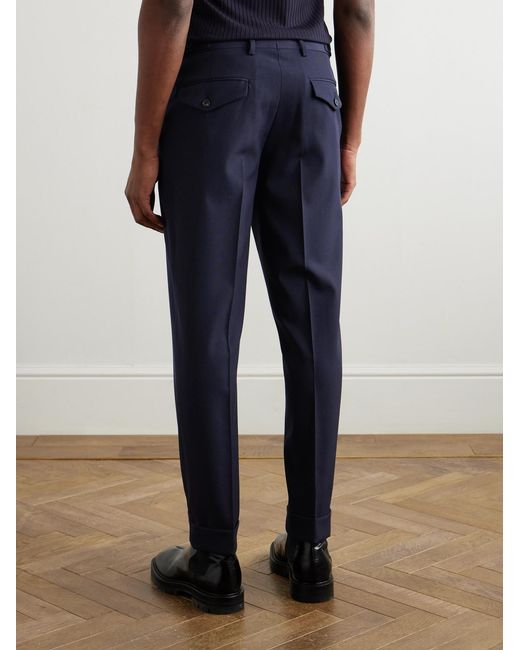 Dries Van Noten Blue Slim-Fit Straight-Leg Wool Trousers for men