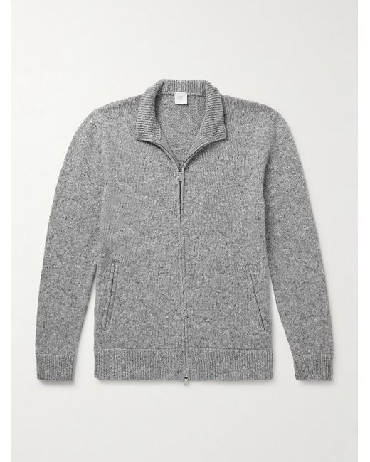 Eleventy Gray Wool-Blend Zip-Up Cardigan for men