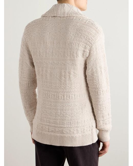 Ralph Lauren Natural Shawl-Collar Textured Cotton And Wool-Blend Cardigan for men