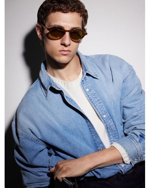 Cutler & Gross Natural Gr13 Oval-Frame Acetate Sunglasses for men