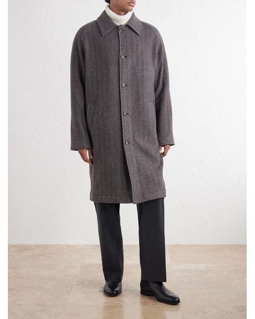 Eleventy Gray Herringbone Cashmere Coat for men